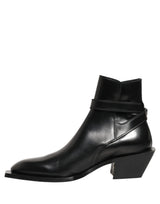 Dolce & Gabbana Black Leather DG Plaque Ankle Boots Shoes