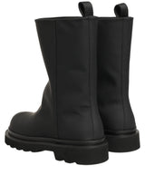 Dolce & Gabbana Black Leather Mid Calf Chunky Men Boots Shoes