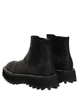 Dolce & Gabbana Black Chelsea Boots Leather Slip On Men Shoes