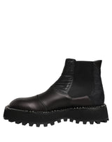 Dolce & Gabbana Black Chelsea Boots Leather Slip On Men Shoes