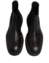 Dolce & Gabbana Black Chelsea Boots Leather Slip On Men Shoes