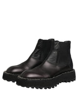 Dolce & Gabbana Black Chelsea Boots Leather Slip On Men Shoes