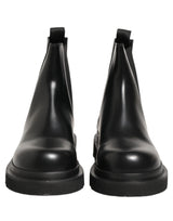 Dolce & Gabbana Black Chelsea Boots Leather Slip On Men Shoes