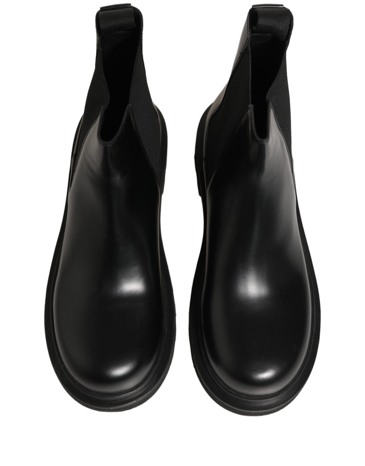 Dolce & Gabbana Black Chelsea Boots Leather Slip On Men Shoes