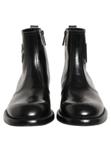 Dolce & Gabbana Black Leather Embossed Logo Ankle Boots Shoes