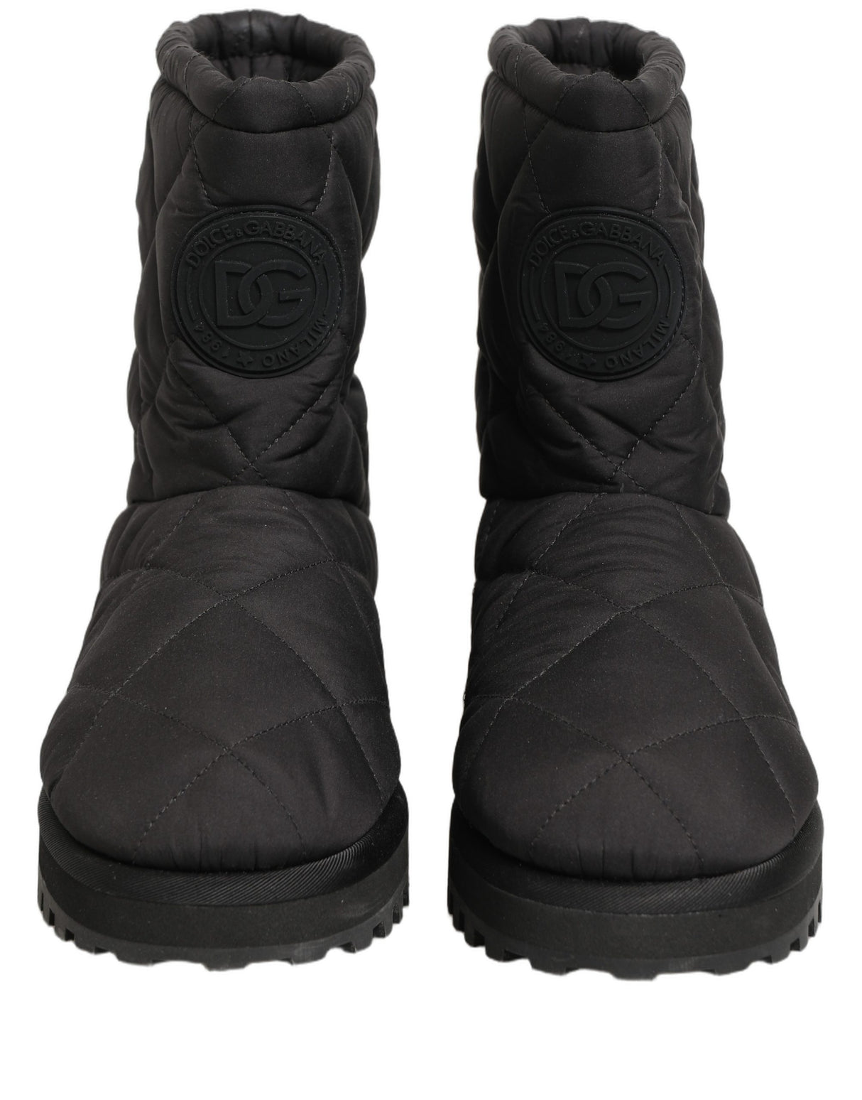 Dolce & Gabbana Black Quilted Effect Mid Calf Boots Shoes