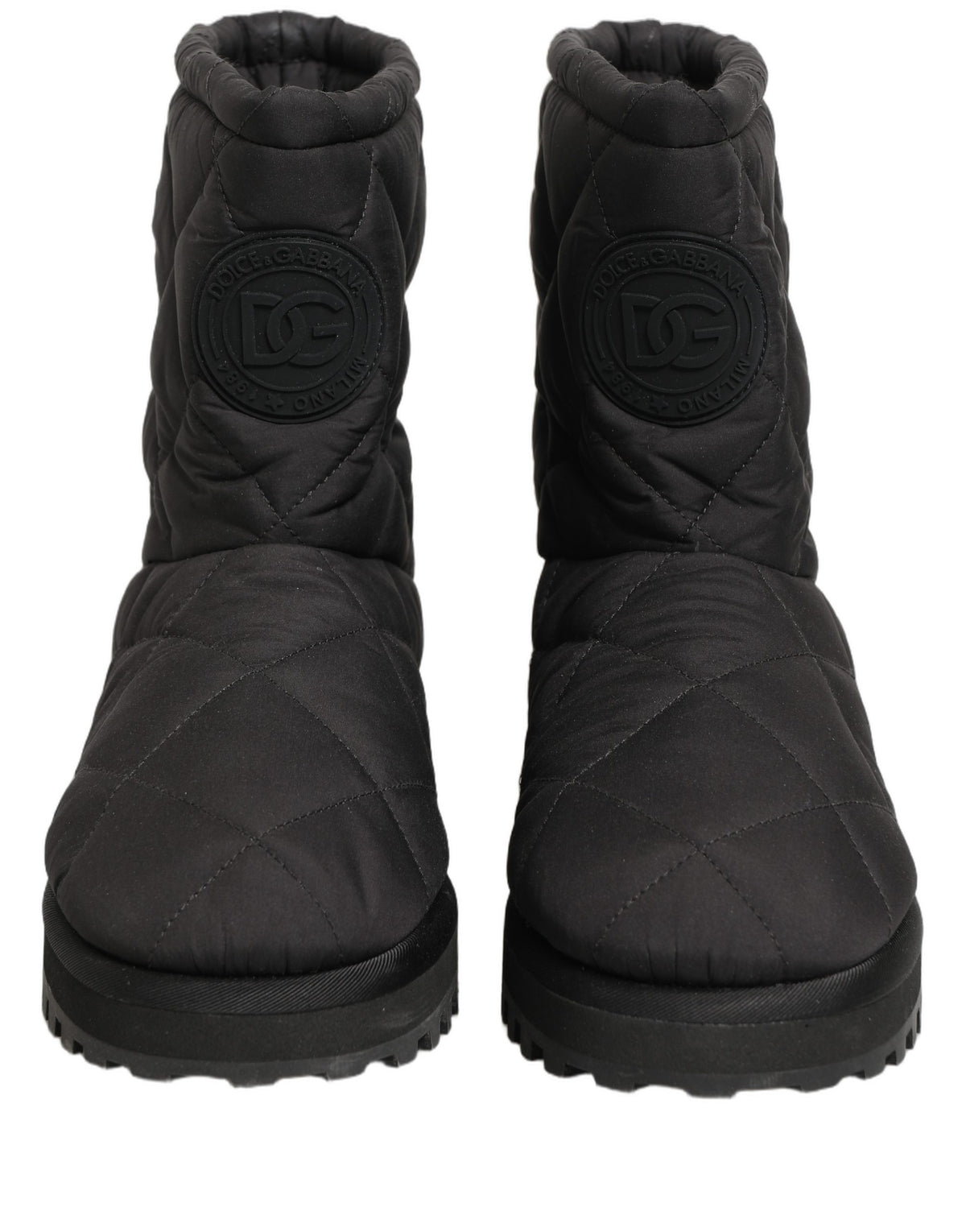 Dolce & Gabbana Black Quilted Effect Mid Calf Boots Shoes