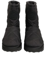 Dolce & Gabbana Black Quilted Effect Mid Calf Boots Shoes