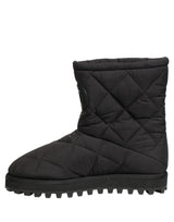 Dolce & Gabbana Black Quilted Effect Mid Calf Boots Shoes