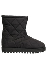 Dolce & Gabbana Black Quilted Effect Mid Calf Boots Shoes