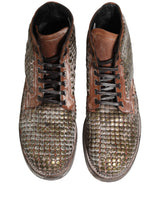 Dolce & Gabbana Brown Leather Runway Studs Ankle Boots Shoes