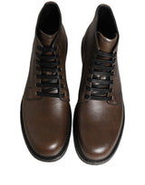 Dolce & Gabbana Brown Perugino Leather Men Ankle Boots Shoes