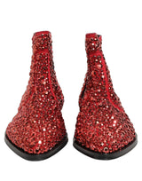 Dolce & Gabbana Red Embellished Chelsea Ankle Boots Shoes