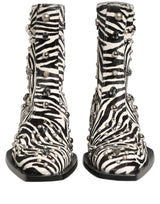Dolce & Gabbana Black White Zebra Embellished Boots Shoes