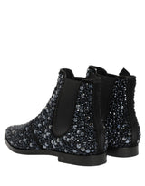 Dolce & Gabbana Black Embellished Chelsea Ankle Boots Shoes