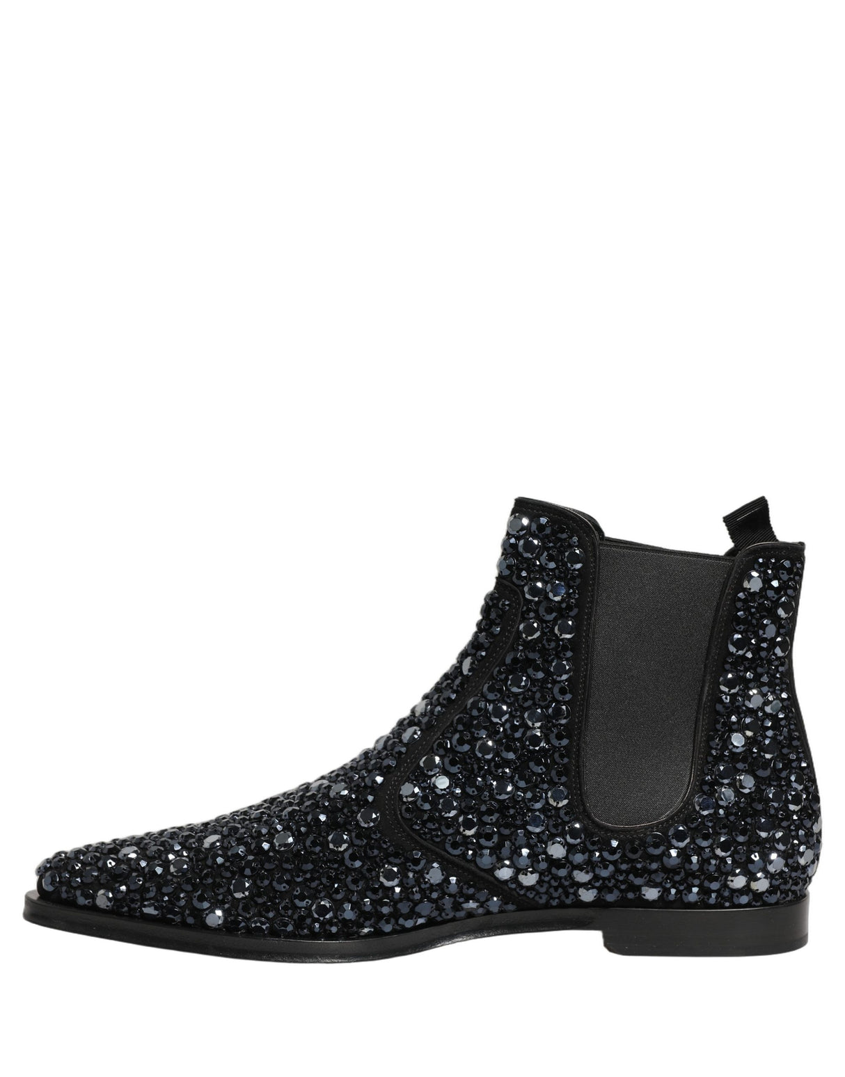Dolce & Gabbana Black Embellished Chelsea Ankle Boots Shoes