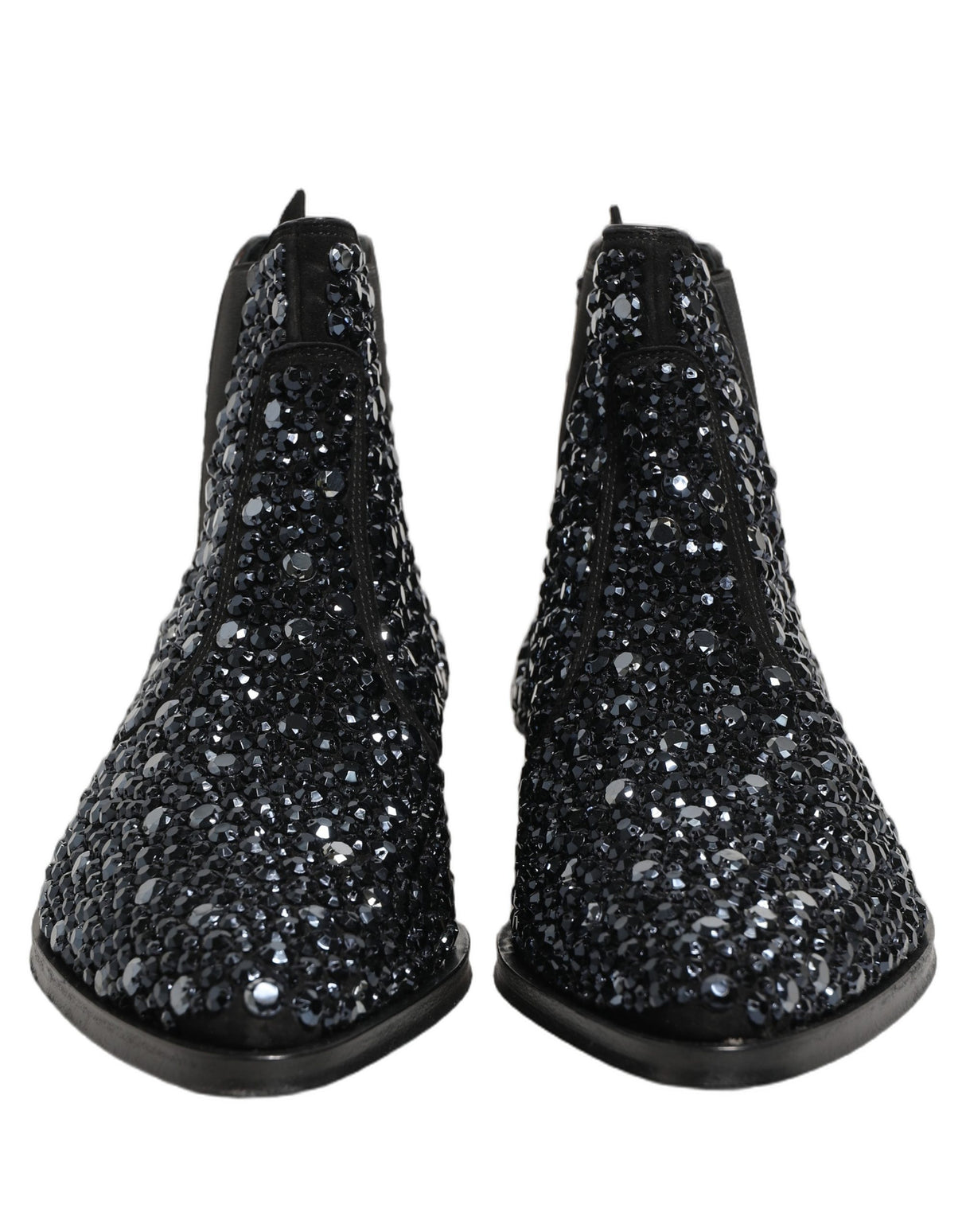 Dolce & Gabbana Black Embellished Chelsea Ankle Boots Shoes