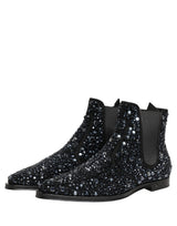 Dolce & Gabbana Black Embellished Chelsea Ankle Boots Shoes