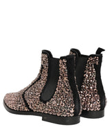 Dolce & Gabbana Silver Embellished Chelsea Ankle Boots Shoes