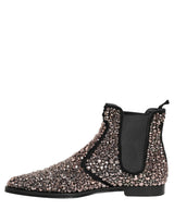 Dolce & Gabbana Silver Embellished Chelsea Ankle Boots Shoes
