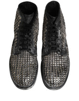 Dolce & Gabbana Black Leather Runway Studs Ankle Boots Shoes