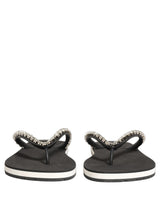 Dolce & Gabbana Black Embellished Rubber Flip Flops Men Shoes