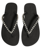 Dolce & Gabbana Black Embellished Rubber Flip Flops Men Shoes