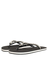 Dolce & Gabbana Black Embellished Rubber Flip Flops Men Shoes