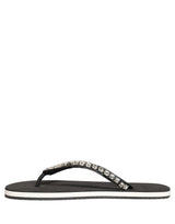 Dolce & Gabbana Black Embellished Rubber Flip Flops Men Shoes