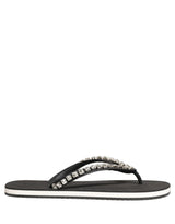 Dolce & Gabbana Black Embellished Rubber Flip Flops Men Shoes