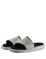 Dolce & Gabbana Black Crystal Embellished Platform Men Slides Shoes