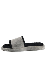 Dolce & Gabbana Black Crystal Embellished Platform Men Slides Shoes