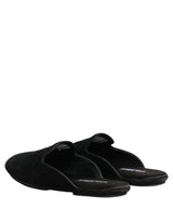 Dolce & Gabbana Black Suede Slides Flat Slipper Men Shoes