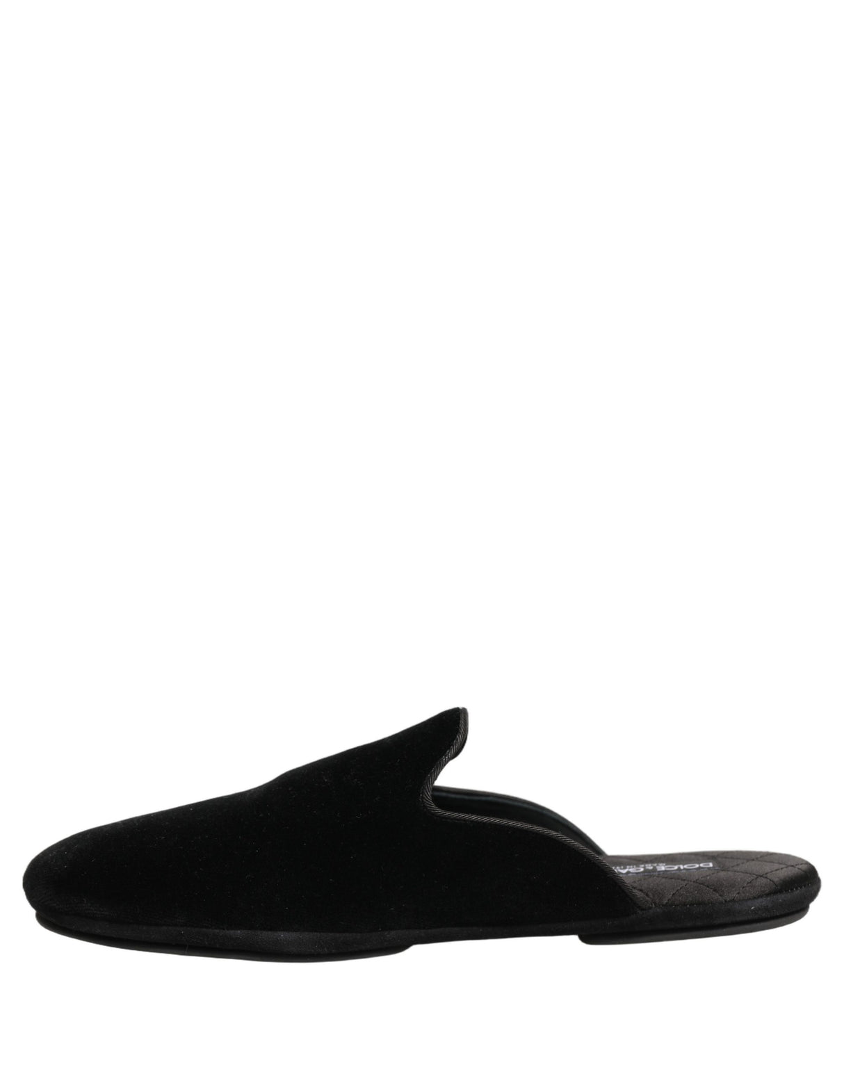 Dolce & Gabbana Black Suede Slides Flat Slipper Men Shoes