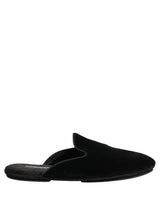 Dolce & Gabbana Black Suede Slides Flat Slipper Men Shoes