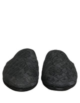 Dolce & Gabbana Black Floral Brocade Slides Slippers Shoes