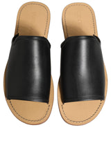 Dolce & Gabbana Brown Leather Slides Sandals Flats Men Shoes