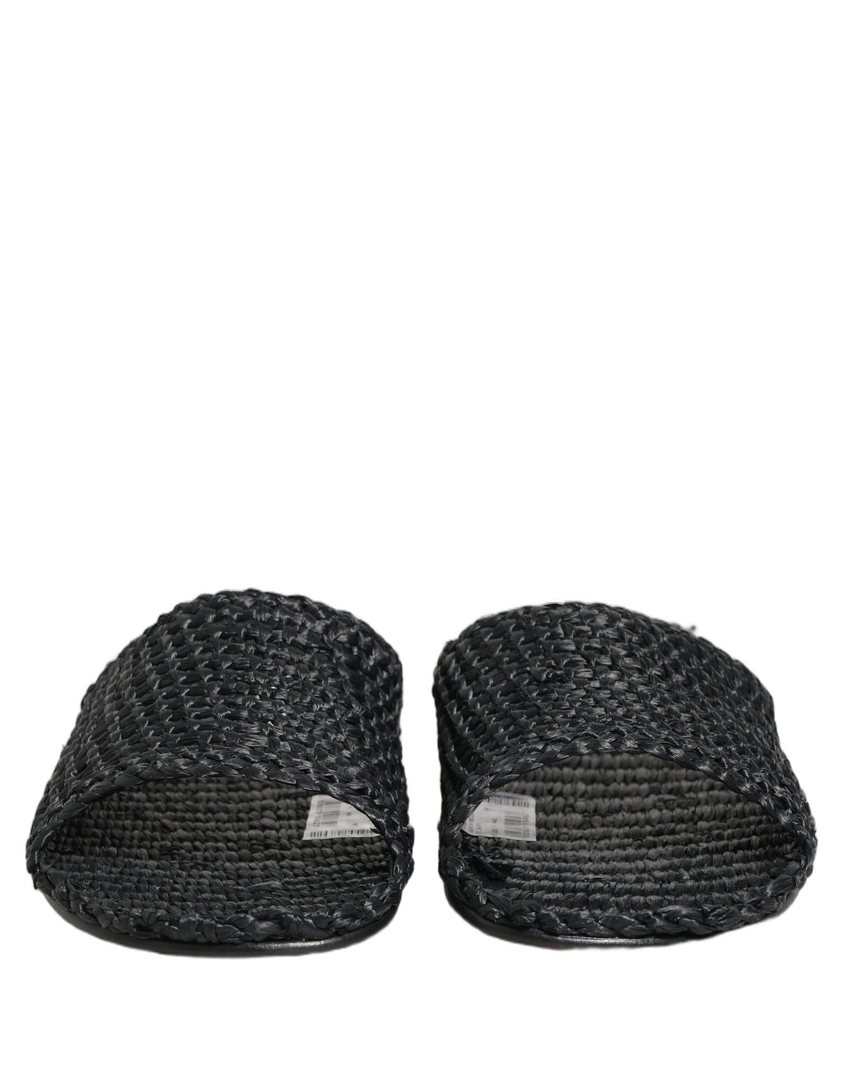Dolce & Gabbana Black Straw Raffia Slides Sandals Flats Shoes