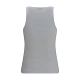 Ganni White Cotton Sleeveles T-Shirt