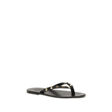 Valentino Garavani Black Calf Leather Bos Taurus Flip-Flop Sandals