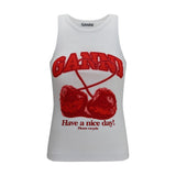 Ganni White Cotton Tank Tops