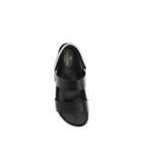 Valentino Garavani Black Calf Leather Bos Taurus Flat Sandals