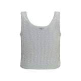 Brunello Cucinelli White Linen Tank Tops