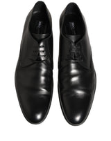 Dolce & Gabbana Black Leather Men Derby Dress Formal Shoes