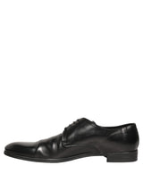 Dolce & Gabbana Black Leather Men Derby Dress Formal Shoes