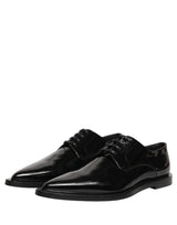Dolce & Gabbana Black Leather Men Derby Dress Formal Shoes