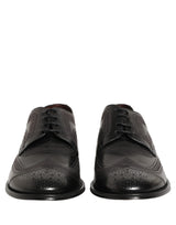 Dolce & Gabbana Black Embroidered Leather Derby Dress Shoes