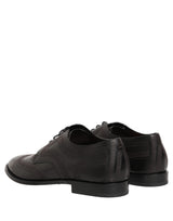 Dolce & Gabbana Black Embroidered Leather Derby Dress Shoes