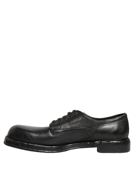 Dolce & Gabbana Black Leather Lace Up Derby Dress Men Shoes