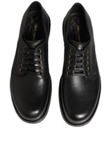 Dolce & Gabbana Black Leather Lace Up Derby Dress Men Shoes